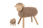 J-Line decoratie Schaap - hout/kunstbont - naturel/beige - L
