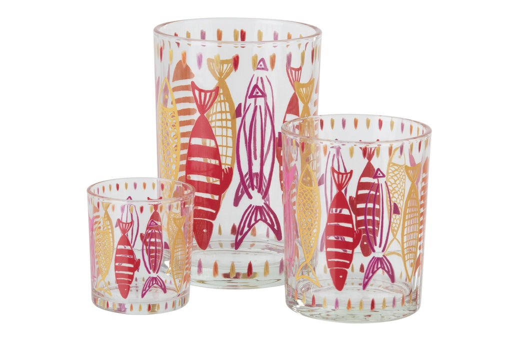 J-Line theelichthouder Vis - glas - roze/oranje - L