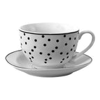 Kop en Schotel 238 ml Wit Zwart Polyresin Servies