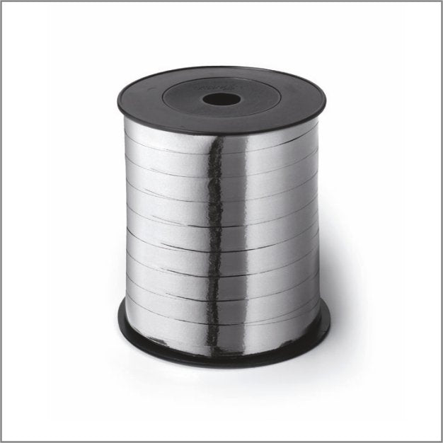 Krullint metallic - zilver - 10mm x 250 meter