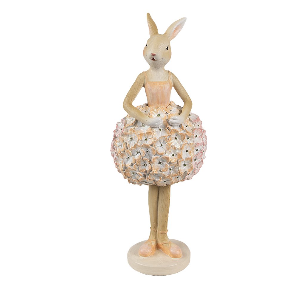 Decoratie Beeld Konijn 9x7x22 cm Beige Kunststof