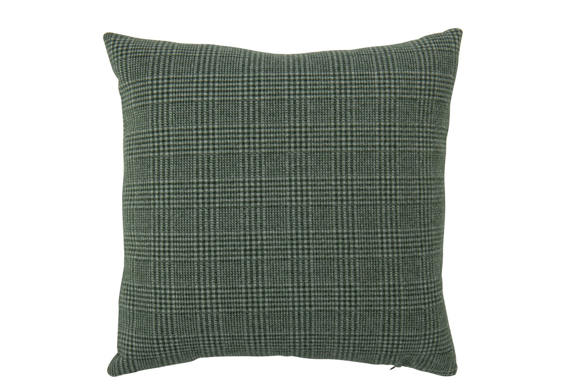 J-Line Kussen met ruitmotief - polyester - groen