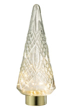 J-Line decoratie Kerstboom - glas - transparant - large - LED lichtjes