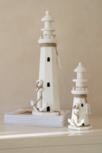 J-Line decoratie Vuurtoren - hout/touw - wit - L