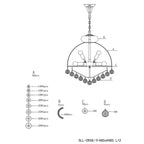 Kroonluchter Ø 48x55/180 cm Transparant IJzer Hanglamp