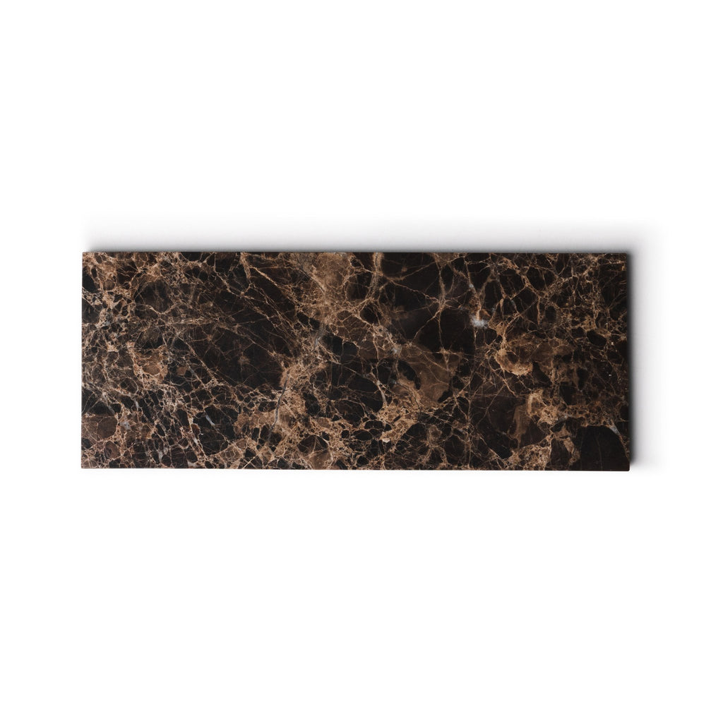 Marmer dienblad rechthoek S bruin 10x25cm