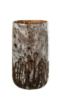 J-Line vaas/kandelaar Petra - glas - bruin/wit - small - 29.5 cm hoog- LC