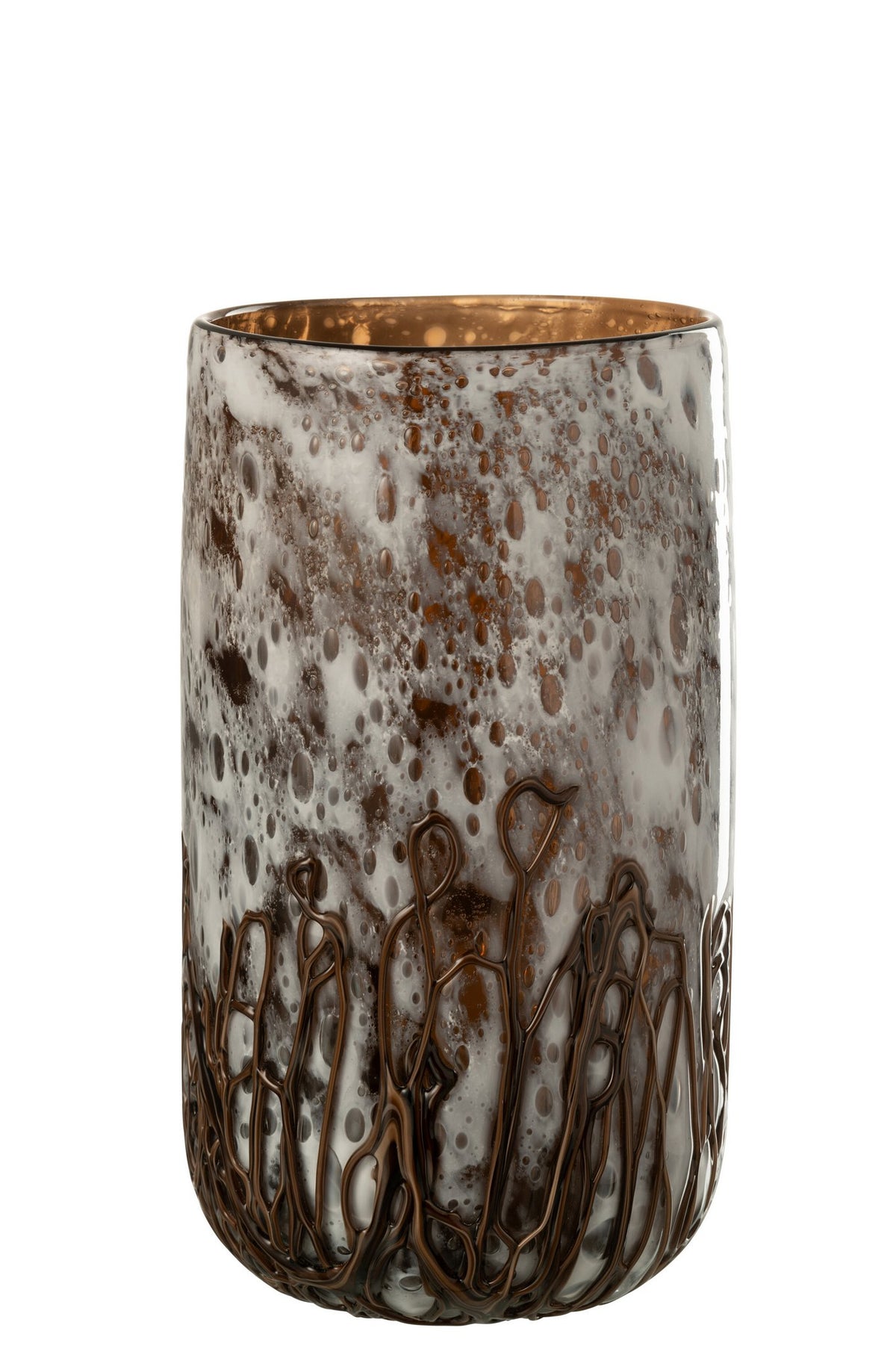 J-Line vaas/kandelaar Petra - glas - bruin/wit - small - 29.5 cm hoog- LC