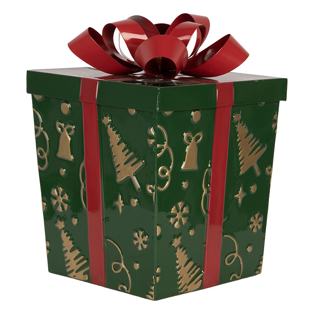 Kerstdecoratie Beeld Cadeau 26x26x33 / 21x21x27 cm Rood Metaal