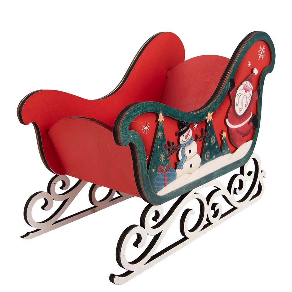 Kerstdecoratie Beeld Slee Rood Hout