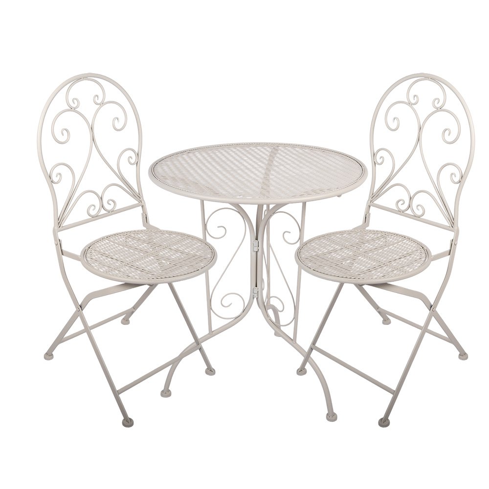 Bistroset Bistrotafel Bistrostoel 3-delig Ø 60x70 / 39x39x94 cm Wit Metaal