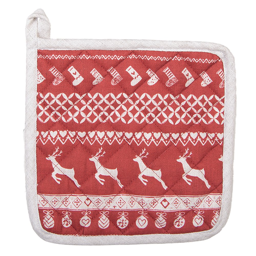 Pannenlap 20x20 cm Rood Katoen Hert