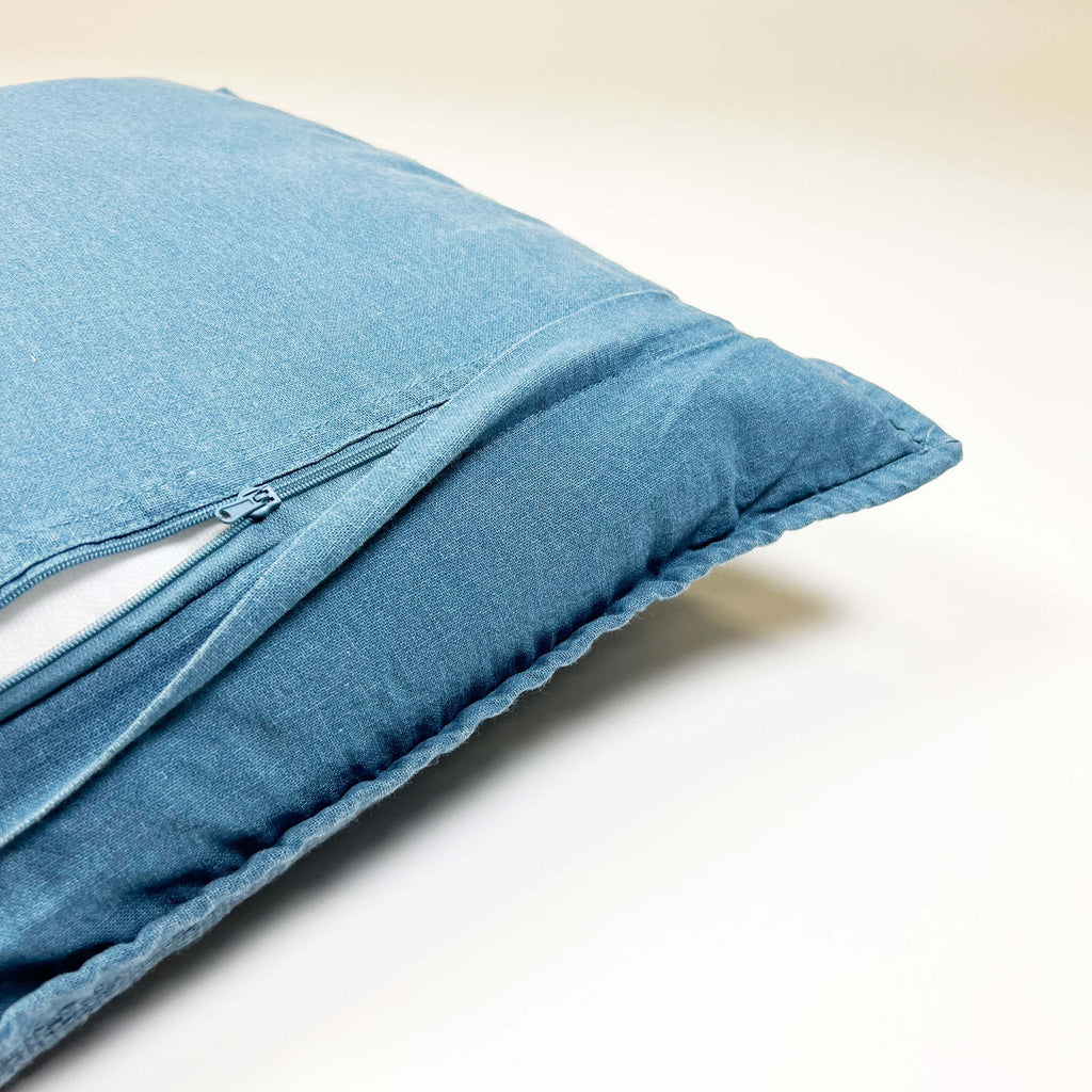 Dutch Decor Bowie - Kussen 45x45 cm - Gewassen katoen - Provinciaal Blauw - Blauw