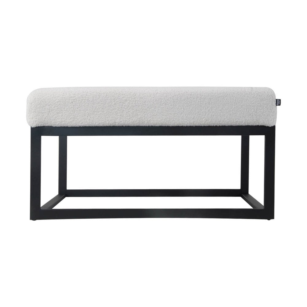 Pouf Hocker voetenbank bijzettafel Teddy stof wit 75 cm otto