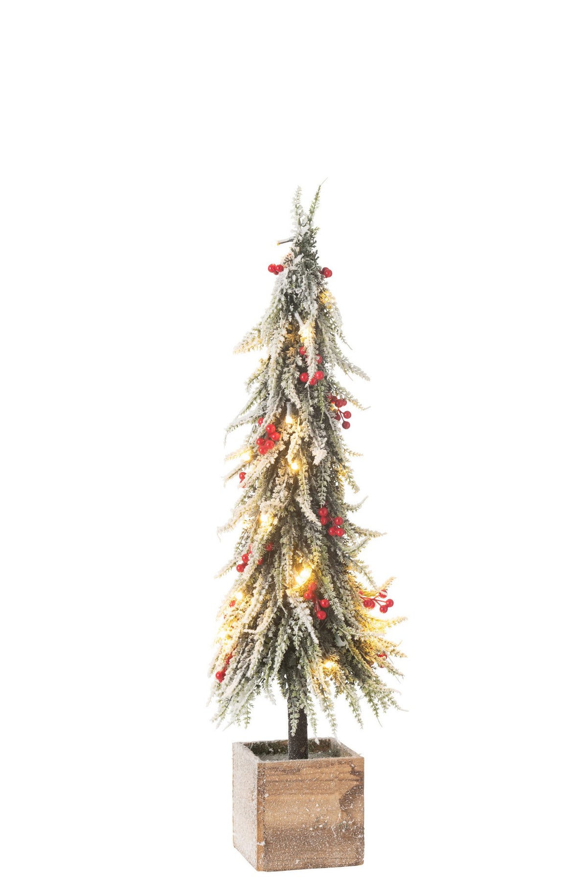 J-Line kerstboom Sneeuw - kunststof - groen/rood - L - LED