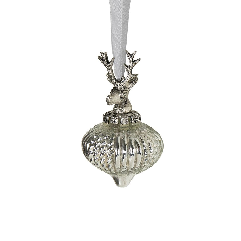 Decoratie bal gewei zilver 8cm