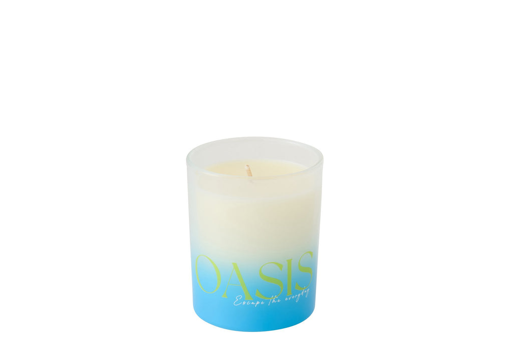 J-Line geurkaars Oasis - Spring Ivy & Neroli - poly - blauw/groen - S