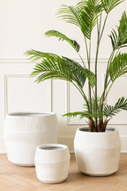 J-Line bloempot Vezelklei - keramiek - wit - 3 stuks - Ø 50.5 cm