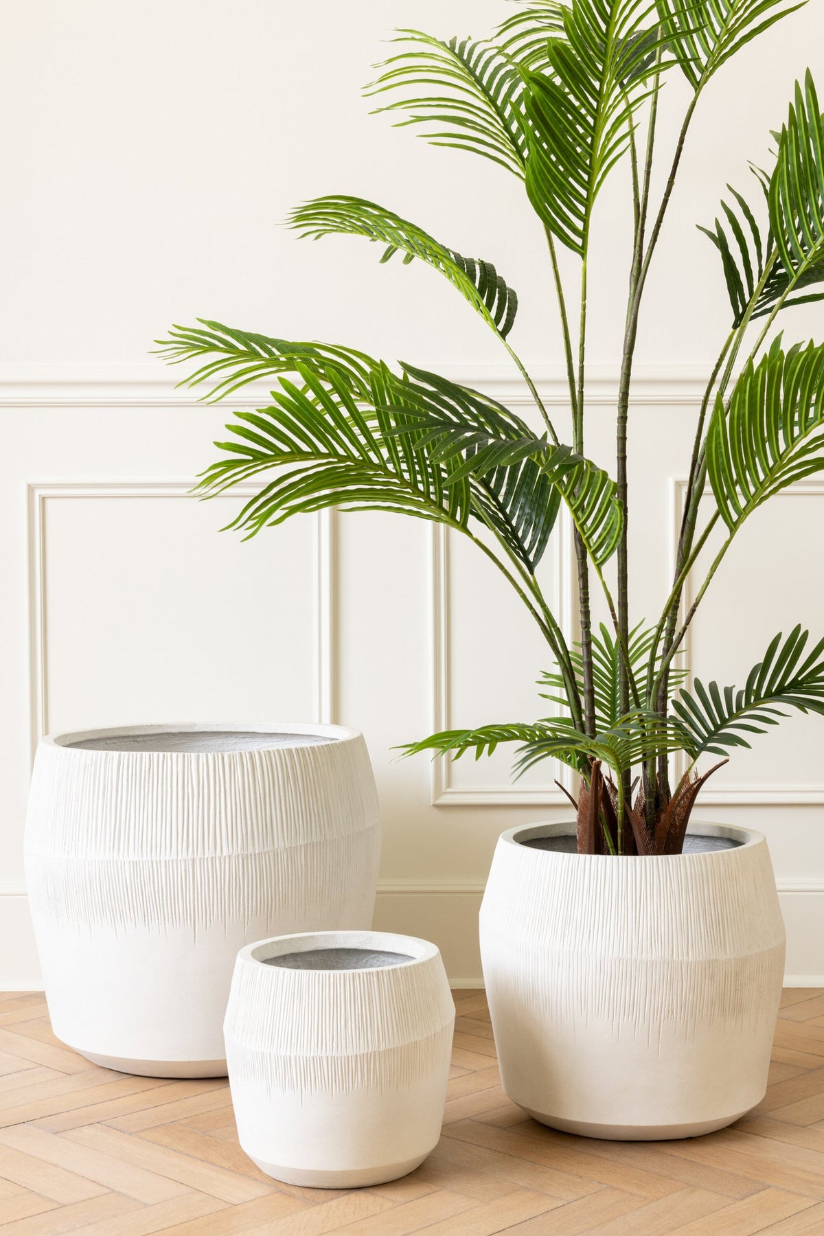 J-Line bloempot Vezelklei - keramiek - wit - 3 stuks - Ø 50.5 cm