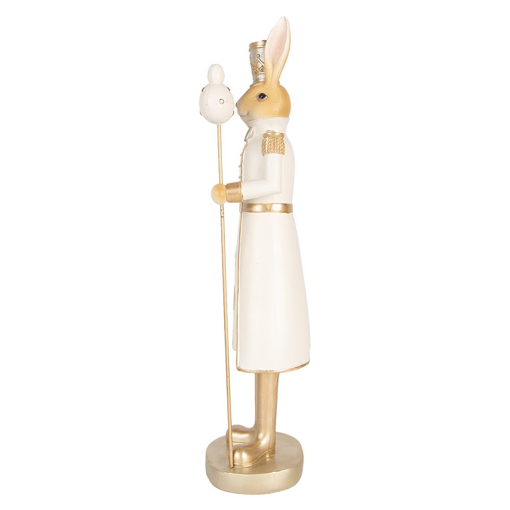 Decoratie Beeld Konijn 47 cm Beige Goudkleurig Kunststof