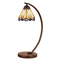 Tiffany Tafellamp Ø 20x57 cm Beige Glas Tiffany Bureaulamp