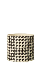 J-Line bloempot Pied-De-Poule - keramiek - wit/zwart - large