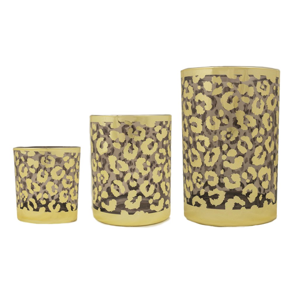 *Theelichthouder luipaard stippen goud small 8cm*