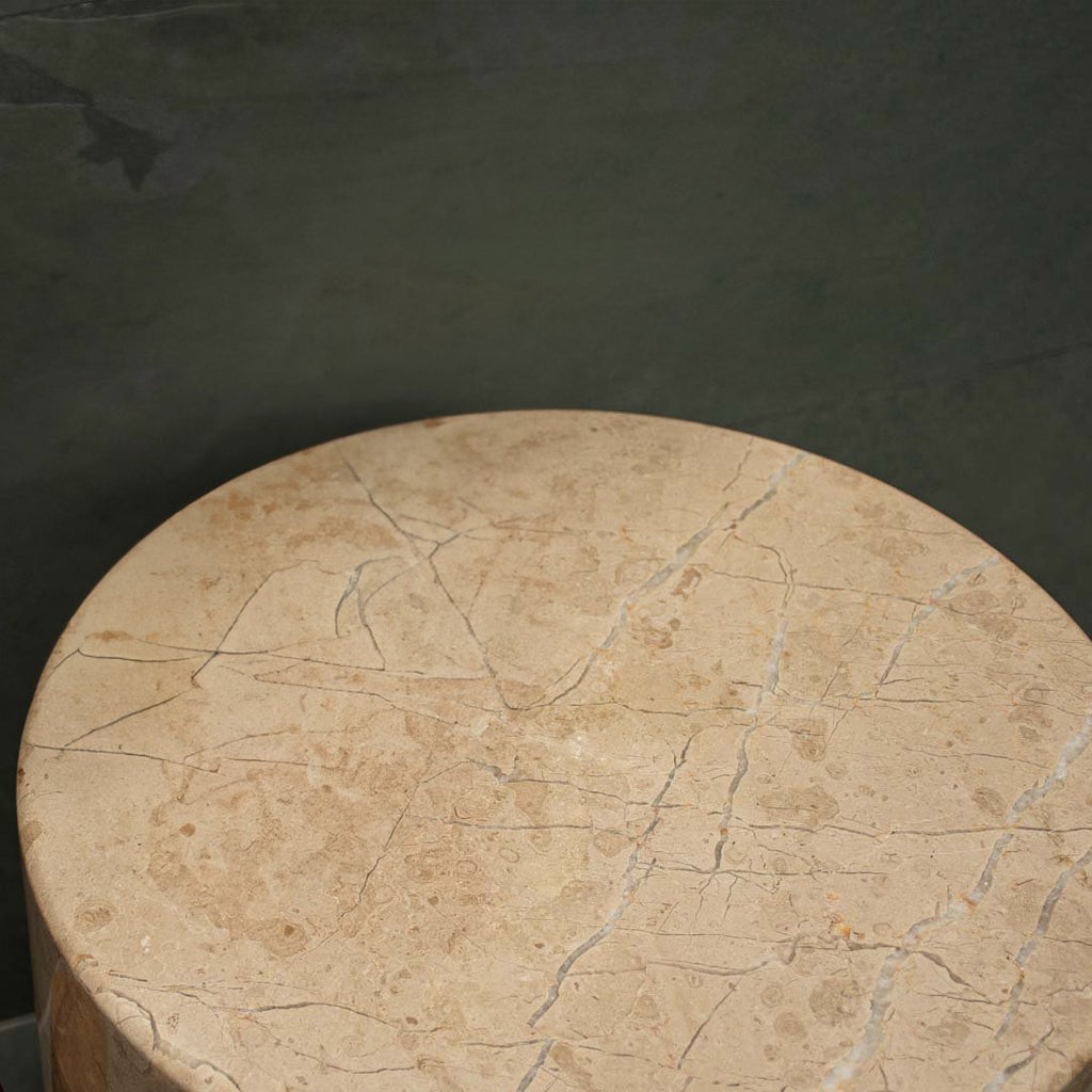 Accenttafel Beige Marmeren blad en lichtgroene onyx