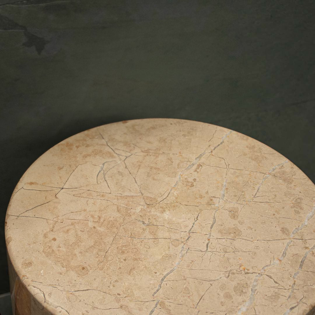 Accenttafel Beige Marmeren blad en lichtgroene onyx