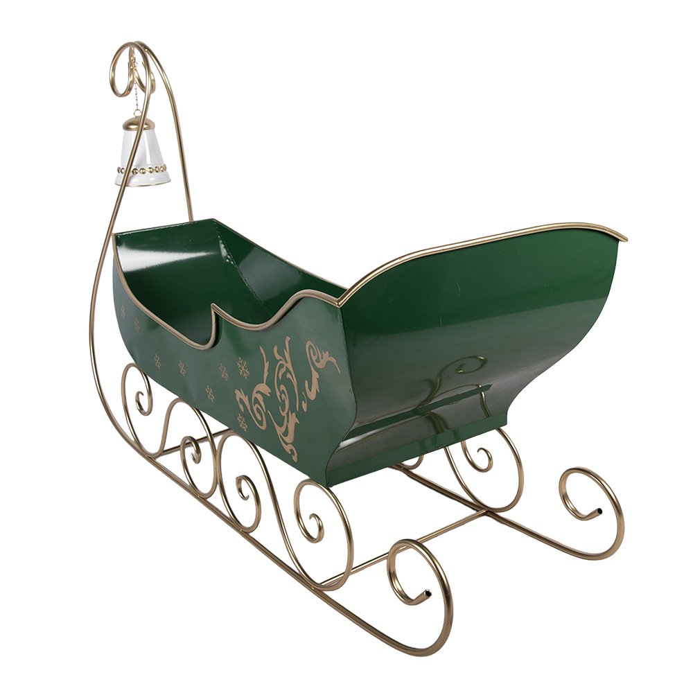 Kerstdecoratie Beeld Slee 141x60x92 cm Groen Metaal