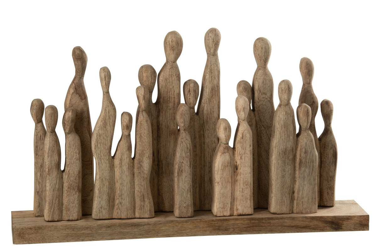 J-Line Grote Groep Figuren Hout Naturel