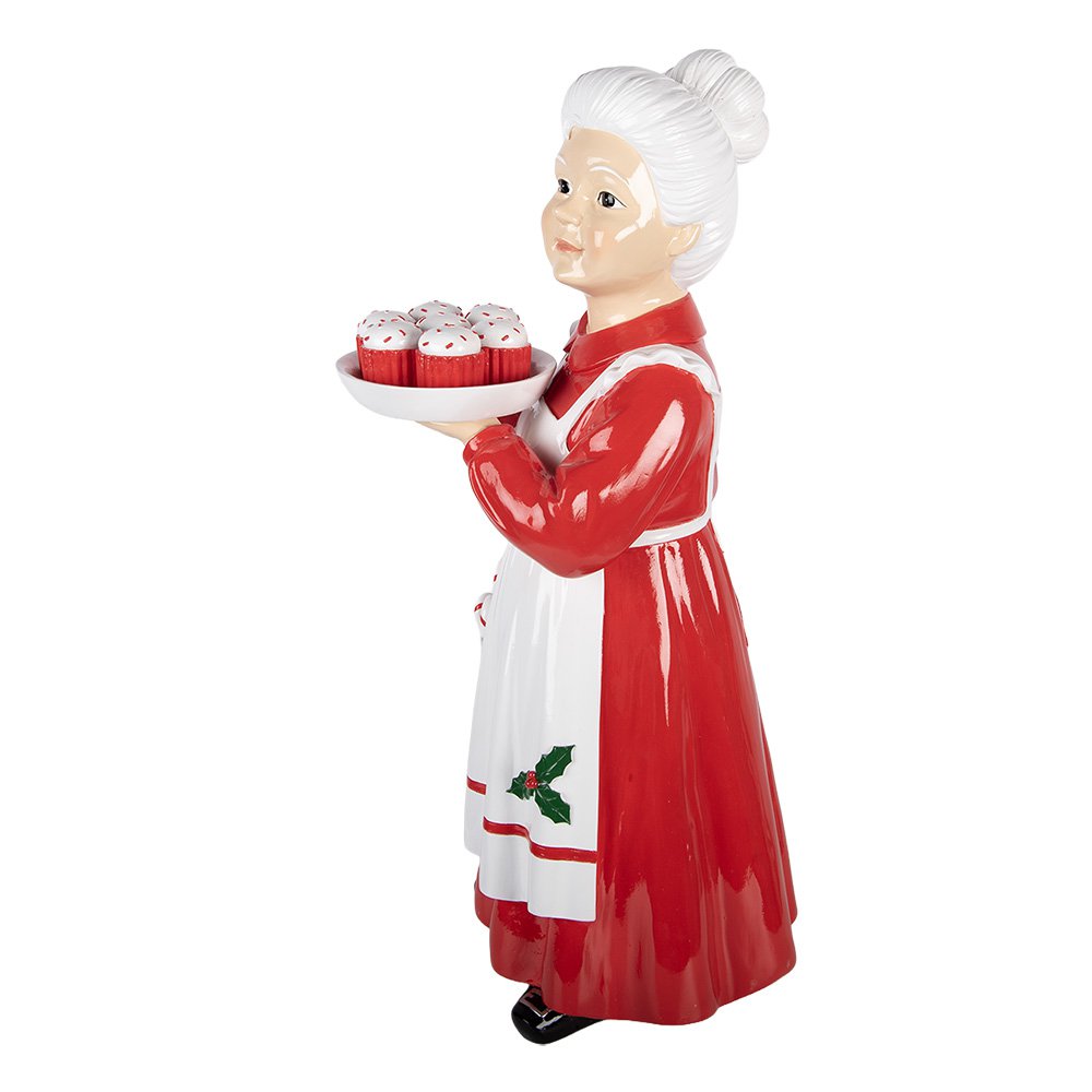 Kerstdecoratie Beeld Kerstvrouw 11x14x27 cm Rood Kunststof
