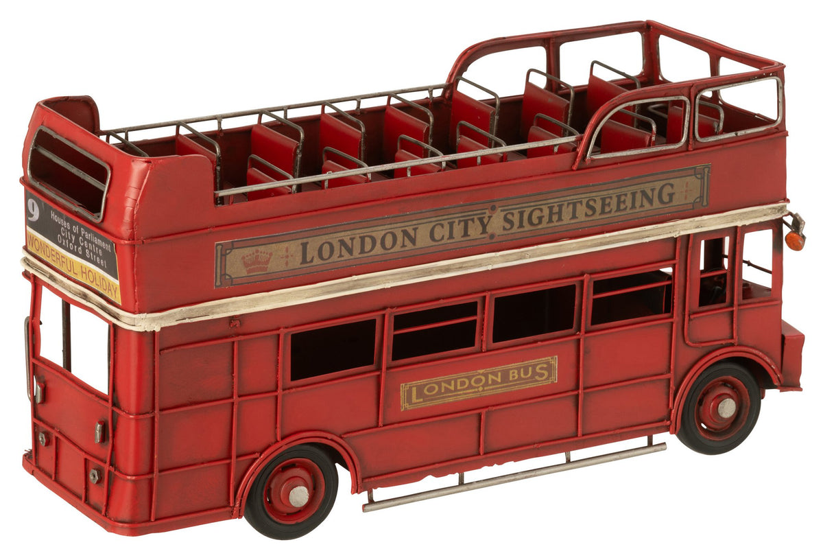 J-Line decoratie Bus Antiek - metaal - rood