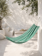 J-Line Hangmat Strepen Katoen/Polyester Donker Groen/Wit