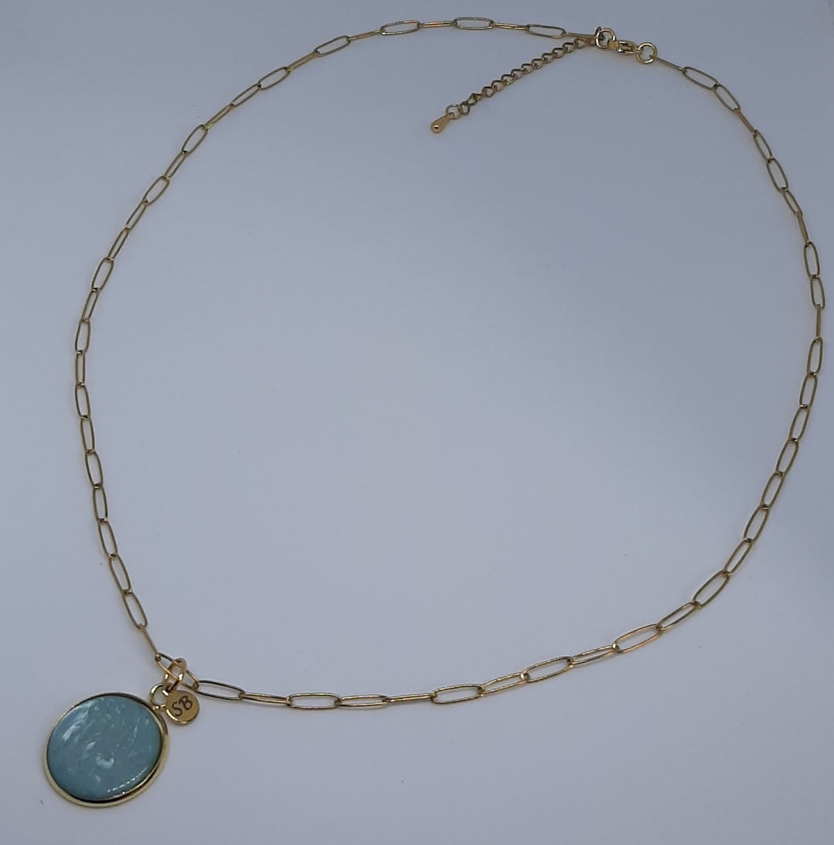 Paperclip ketting met hanger roestvrij staal verguld