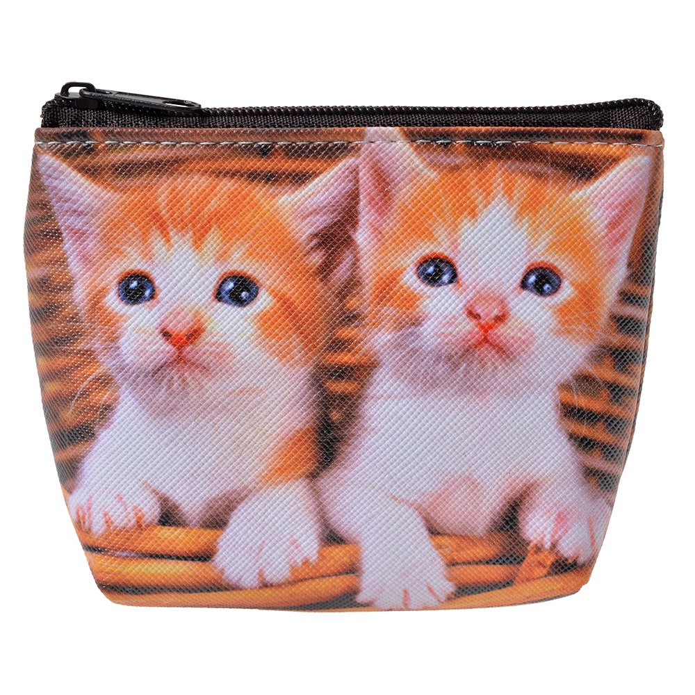 Portemonnee 10x8 cm Bruin Polyester Kat