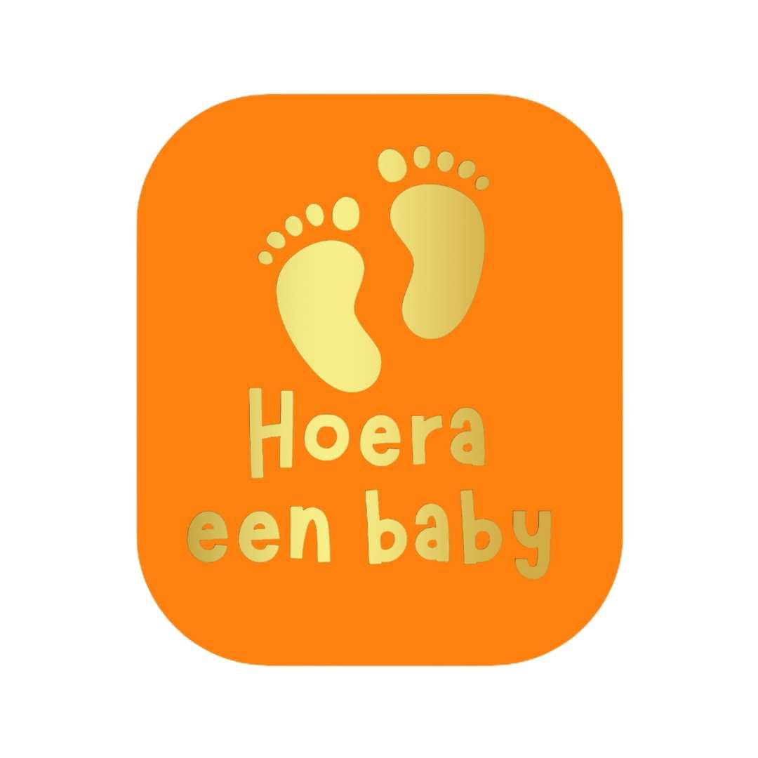 Etiketten – Hoera een baby - Oranje – 250 Stuks