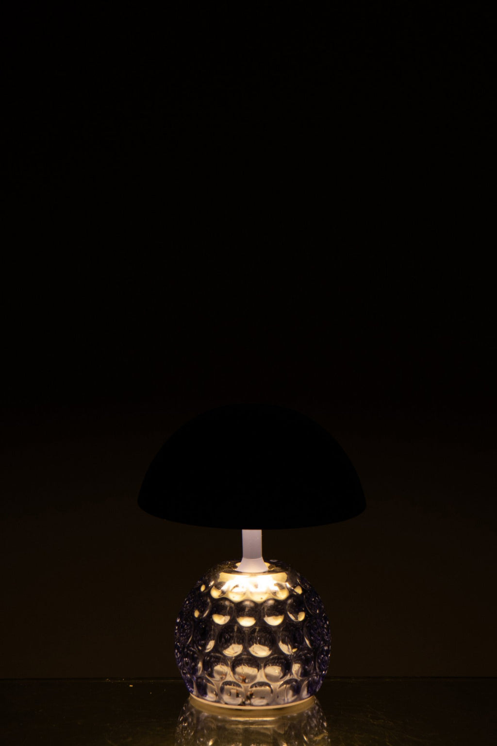 J-Line lamp Champignon - ijzer/glas - blauw - LED lichtjes
