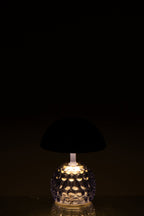 J-Line lamp Champignon - ijzer/glas - blauw - LED lichtjes