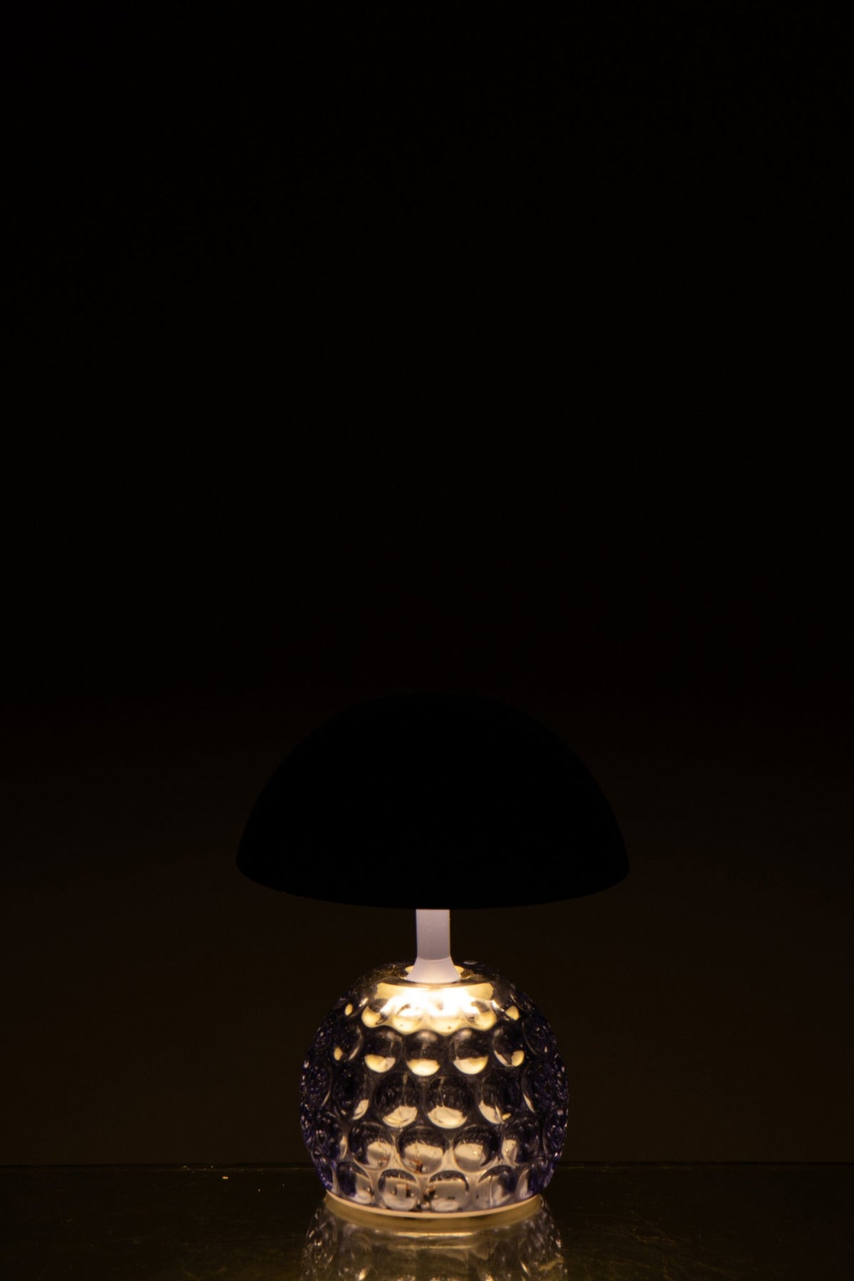 J-Line lamp Champignon - ijzer/glas - blauw - LED lichtjes