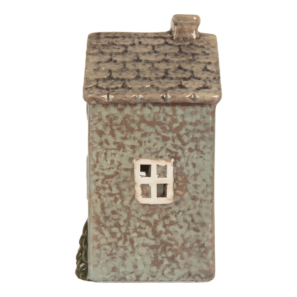 Waxinelichthouder Huis 10x8x15 cm Groen Keramiek