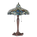 Tiffany Tafellamp Ø 41x60 cm Paars Groen Glas Tiffany Bureaulamp