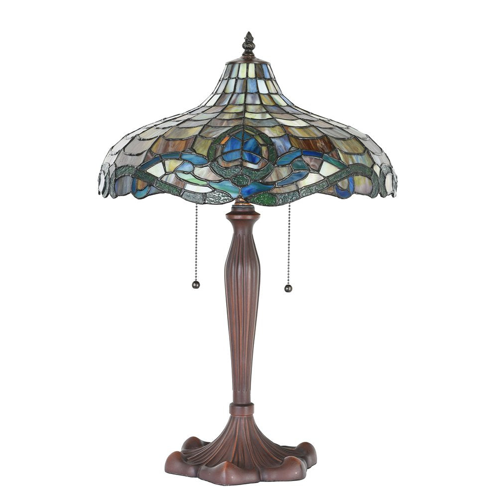 Tiffany Tafellamp Ø 41x60 cm Paars Groen Glas Tiffany Bureaulamp