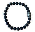 Heren armband 8 mm Onyx mat (21,5 cm) met vlecht kraal