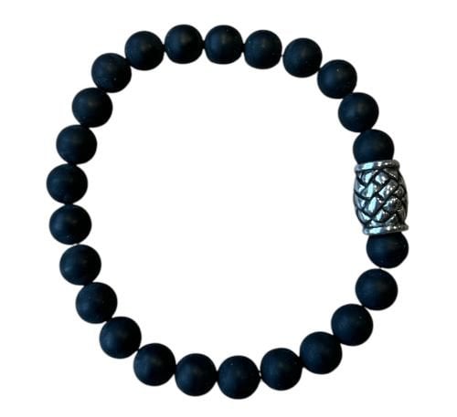 Heren armband 8 mm Onyx mat (21,5 cm) met vlecht kraal
