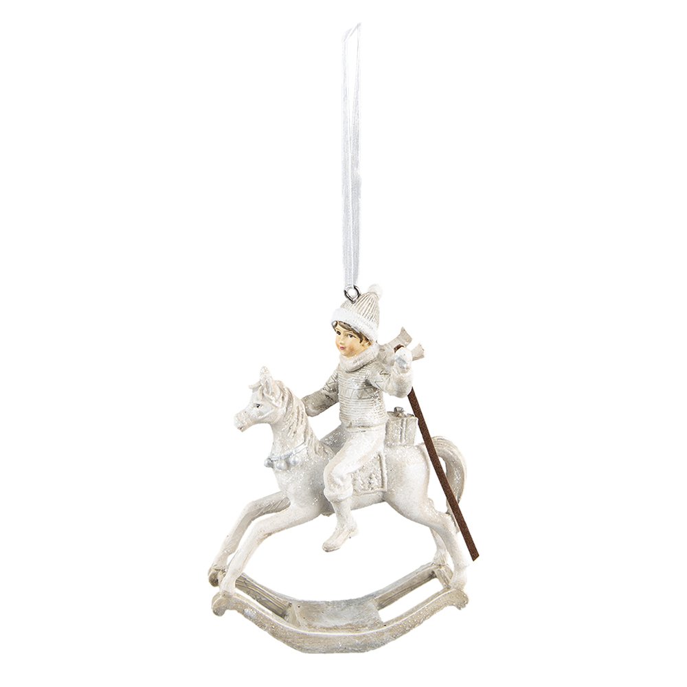 Kersthanger Hobbelpaard 20 cm Beige Kunststof Kerstdecoratie