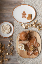 J-Line bord Cookie Rond Dolomiet - keramiek - bruin/wit