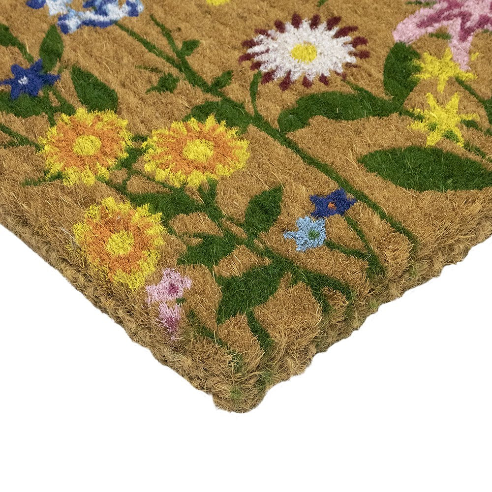 Kokosmat handgeweven wilde bloemen 75cm
