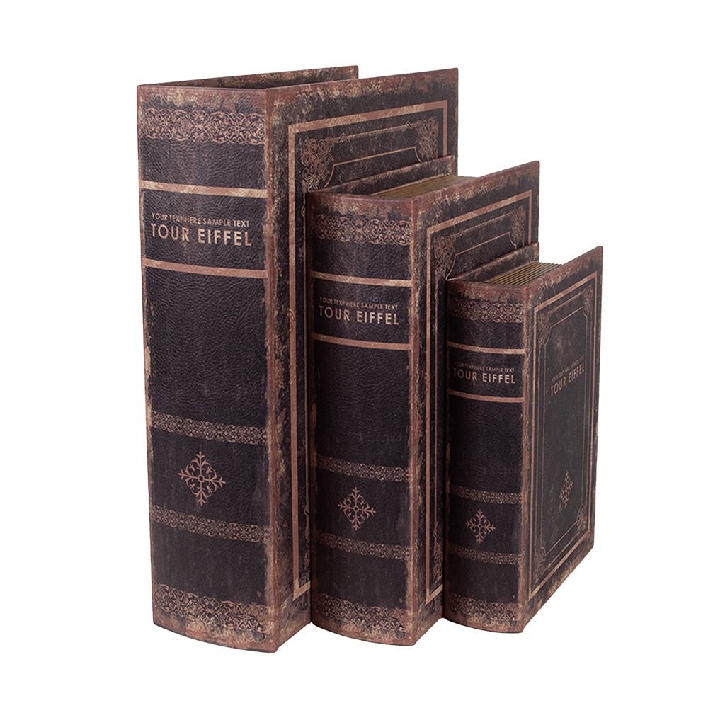 Opbergdoos Set van 3 Boeken 27/22/17 cm Bruin Hout