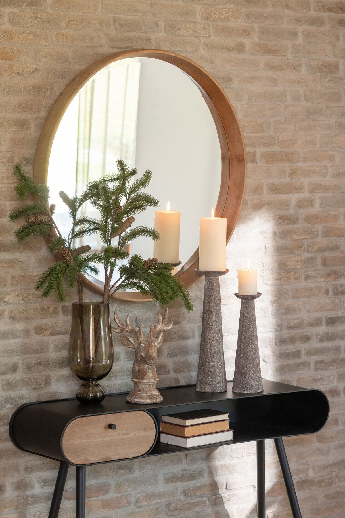 J-Line wandspiegel - hout - lichtbeige - L